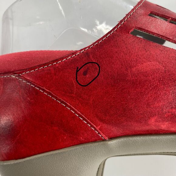 Merrell Cycling Evera MJ Sunset Peep Toe Pumps Heels Womens Sz 8 Red Leather - Picture 6 of 8